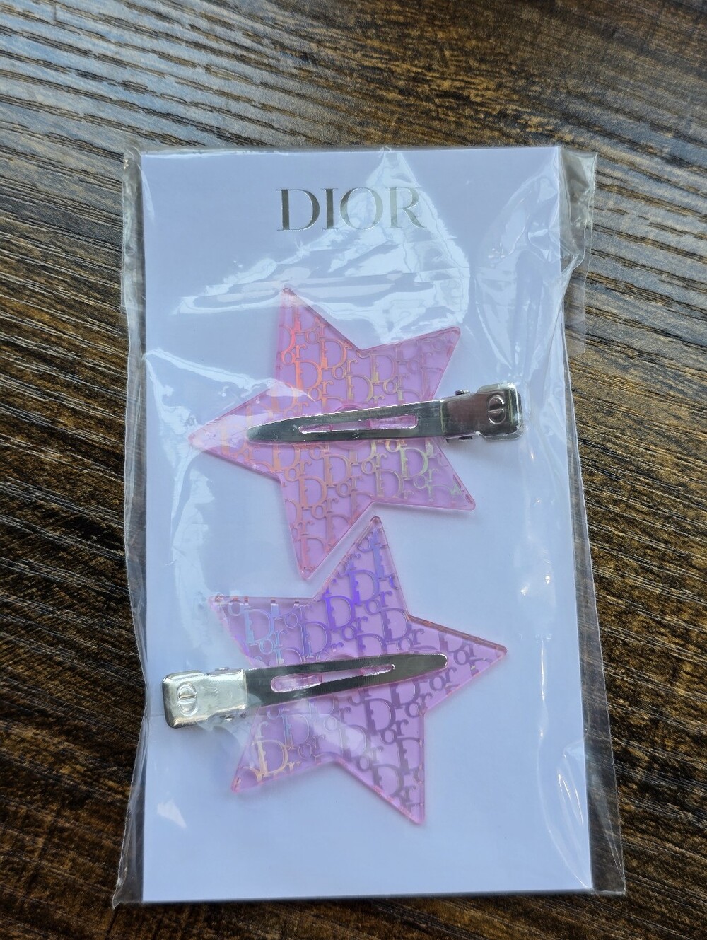Dior Beauty Pink Iridescent Star Hair Clips - Set of 2